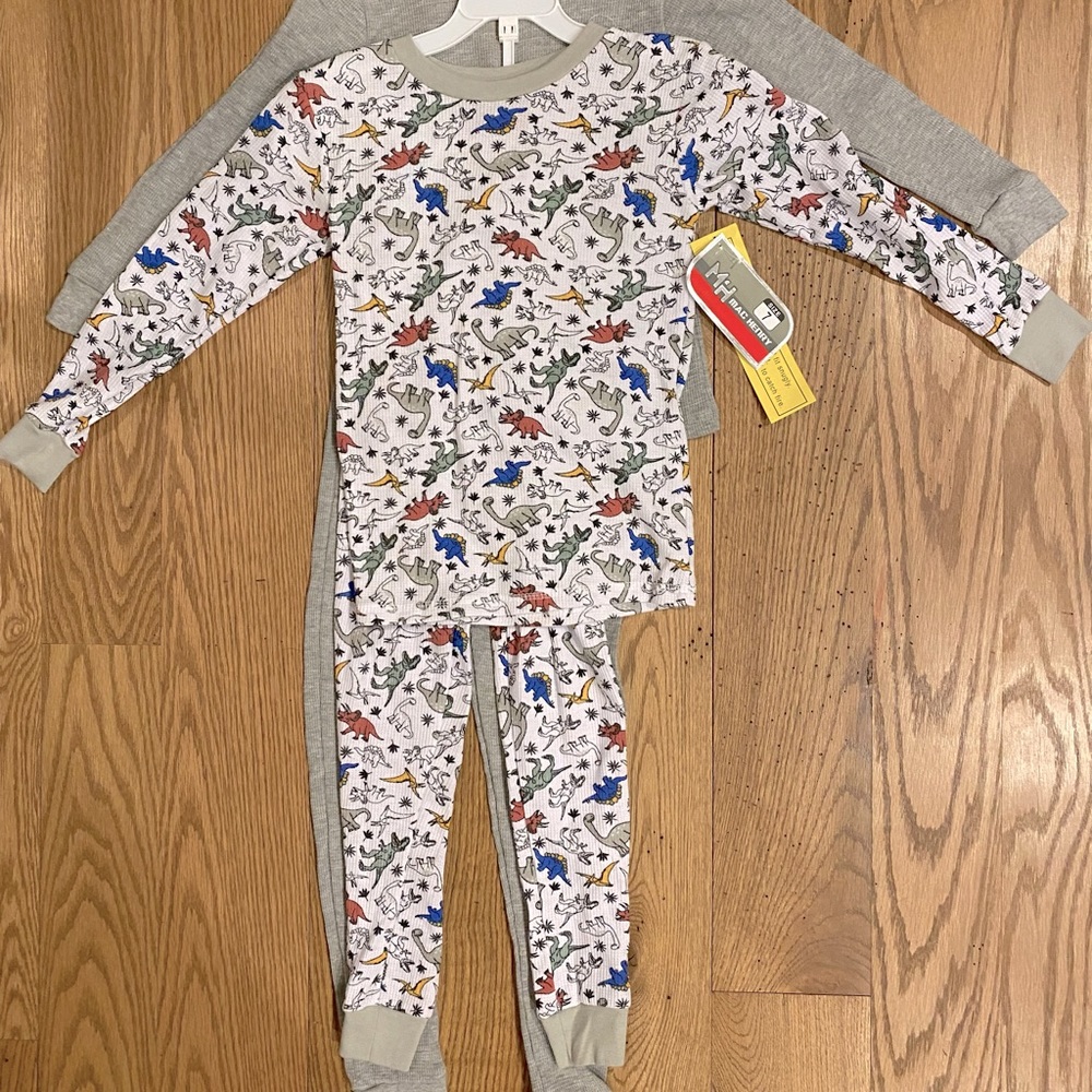 Brand new set of two pajamas-dinosaur and grey